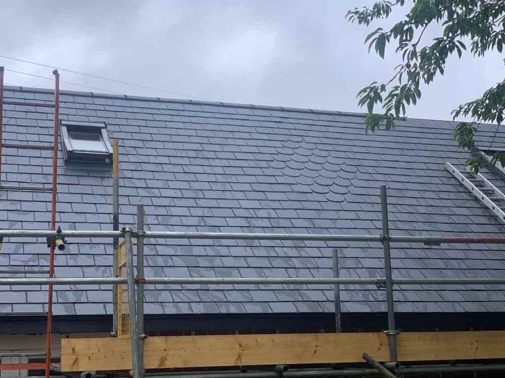 This is a photo of a new slate roof installation this was installed by Roofing Barrow In Furness